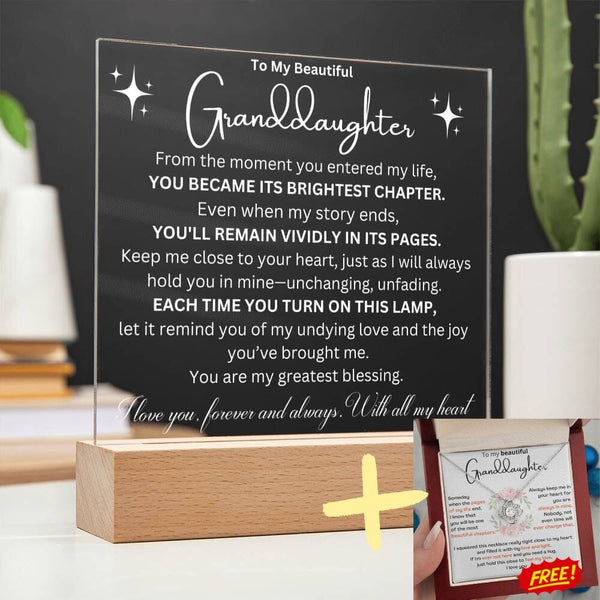 Cherished Moments: Granddaughter's LED Acrylic Love Plaque + LoveKnot Perfect Bundle Jewelry ShineOn Fulfillment 