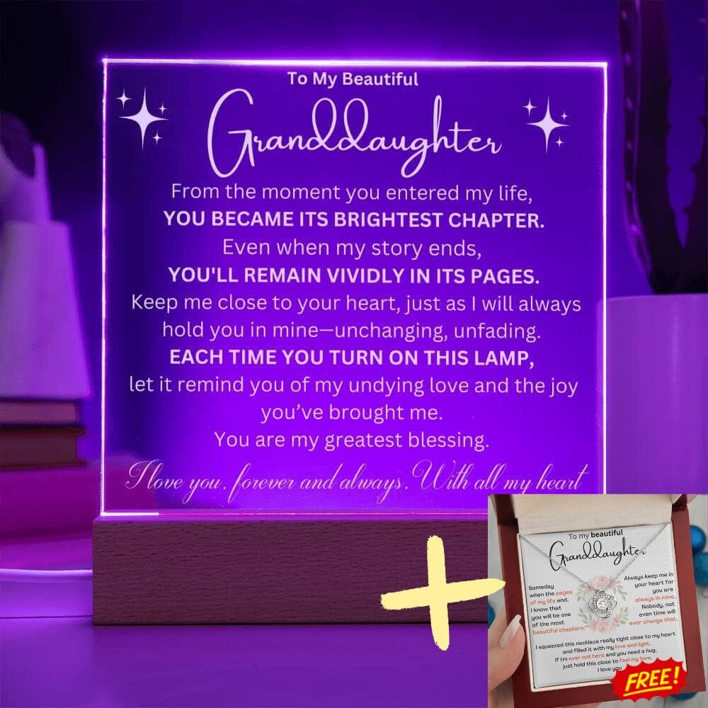 Cherished Moments: Granddaughter's LED Acrylic Love Plaque + LoveKnot Perfect Bundle Jewelry ShineOn Fulfillment Acrylic Square with LED Base + LoveKnot Lux Bundle 