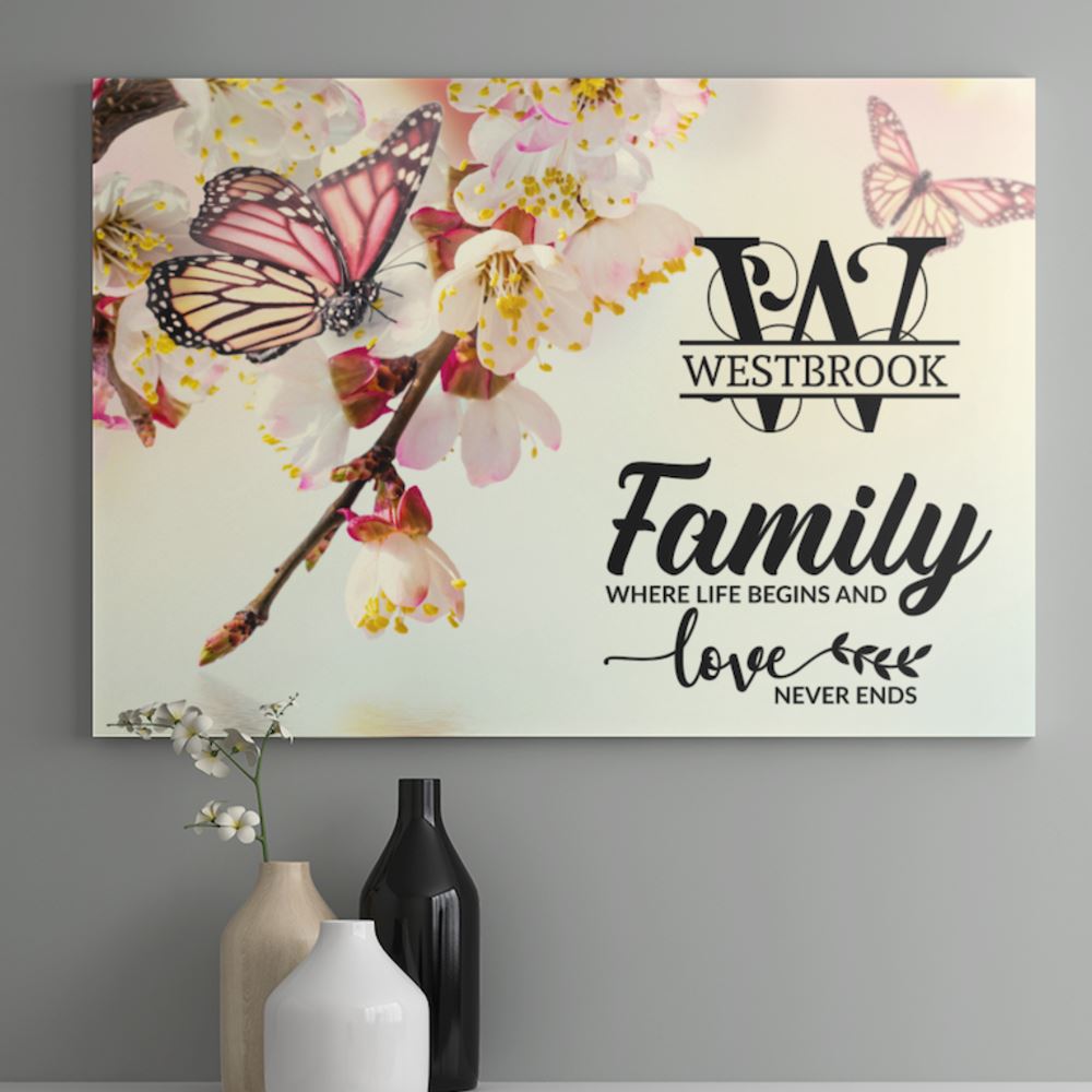 Custom Family Legacy Canvas: "Family – Where Life Begins and Love Never Ends" Canvas CustomCat 