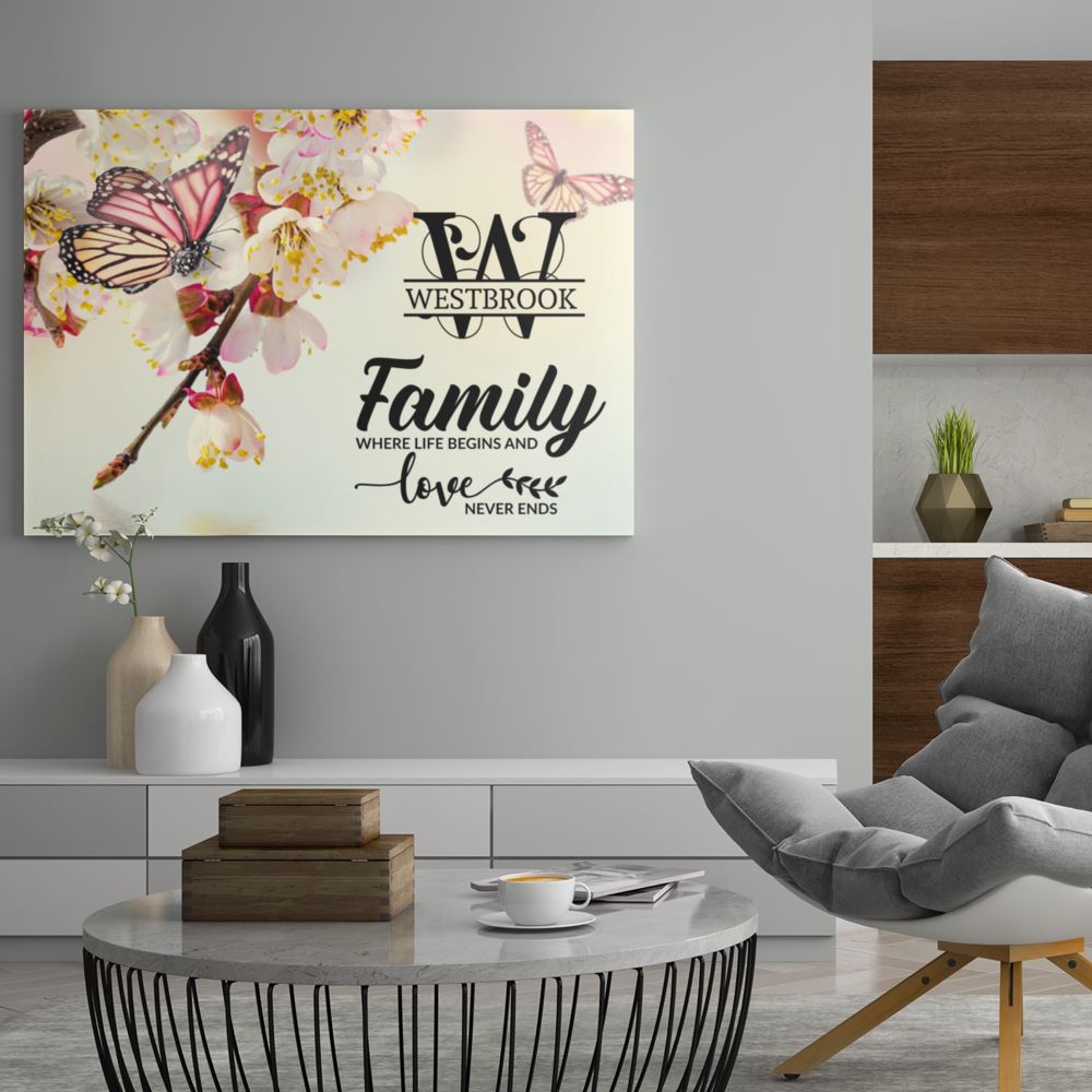 Custom Family Legacy Canvas: "Family – Where Life Begins and Love Never Ends" Canvas CustomCat 