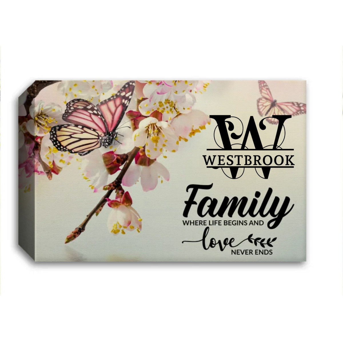 Custom Family Legacy Canvas: "Family – Where Life Begins and Love Never Ends" Canvas CustomCat White 12"x8" 