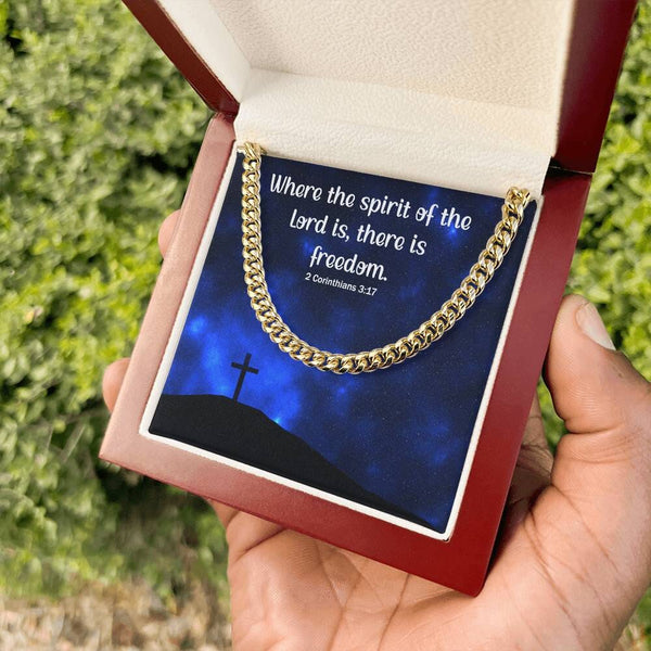 Divine Elegance: Cuban Link Chain Necklace with Inspirational Scripture Message Jewelry/Cubanlink ShineOn Fulfillment 14K Yellow Gold Finish Luxury Box 