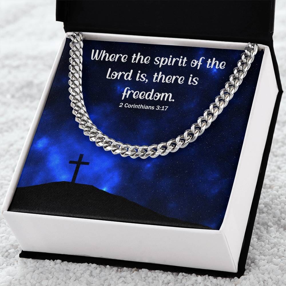 Divine Elegance: Cuban Link Chain Necklace with Inspirational Scripture Message Jewelry/Cubanlink ShineOn Fulfillment Stainless Steel Standard Box 