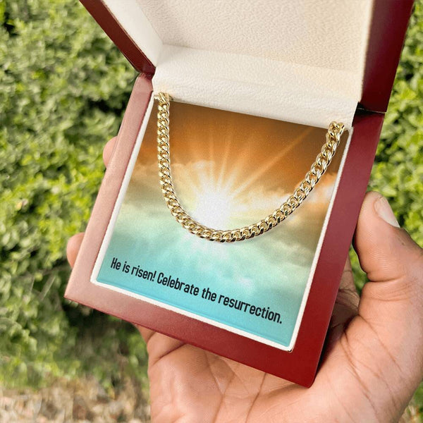 Divine Elegance: The Resurrection Cuban Link Chain – A Symbol of Faith and Fashion Jewelry/Cubanlink ShineOn Fulfillment 14K Yellow Gold Finish Luxury Box 