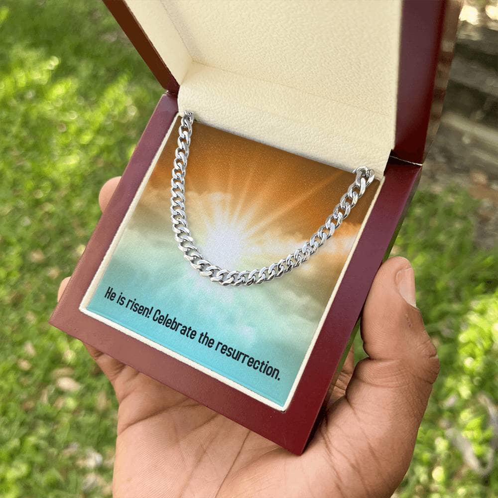 Divine Elegance: The Resurrection Cuban Link Chain – A Symbol of Faith and Fashion Jewelry/Cubanlink ShineOn Fulfillment Stainless Steel Luxury Box 