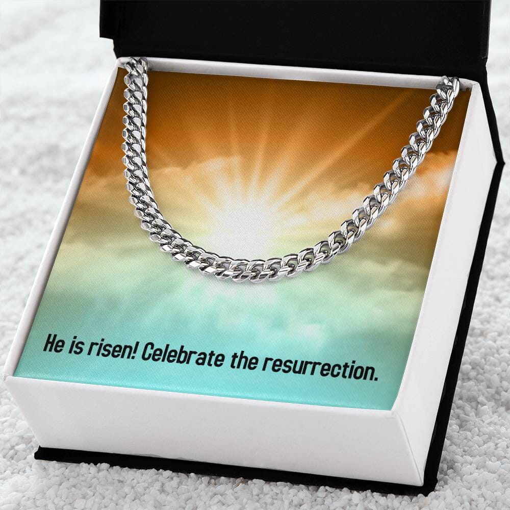 Divine Elegance: The Resurrection Cuban Link Chain – A Symbol of Faith and Fashion Jewelry/Cubanlink ShineOn Fulfillment Stainless Steel Standard Box 