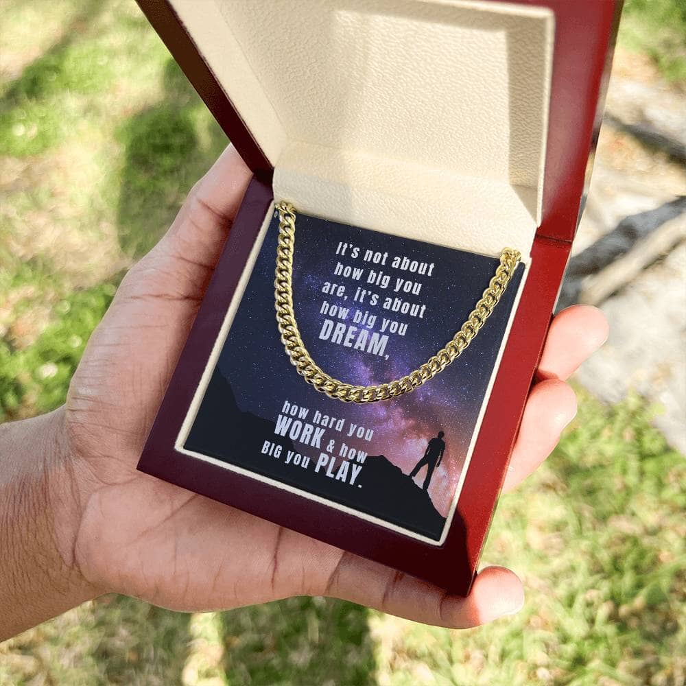 Dream Boldly, Shine Brightly: The Empowerment Cuban Link Chain Necklace Jewelry/Cubanlink ShineOn Fulfillment 14K Yellow Gold Finish Luxury Box 