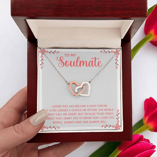 Embrace of Eternity: Interlocking Hearts Necklace - A Symbol of Undying Love Jewelry/InterlockingHearts ShineOn Fulfillment Polished Stainless Steel & Rose Gold Finish Luxury Box 