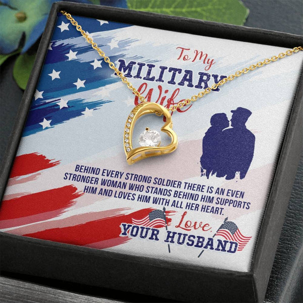 Embrace of Strength Necklace: A Tribute to the Heart of a Military Wife Jewelry/ForeverLove ShineOn Fulfillment 18k Yellow Gold Finish Standard Box 