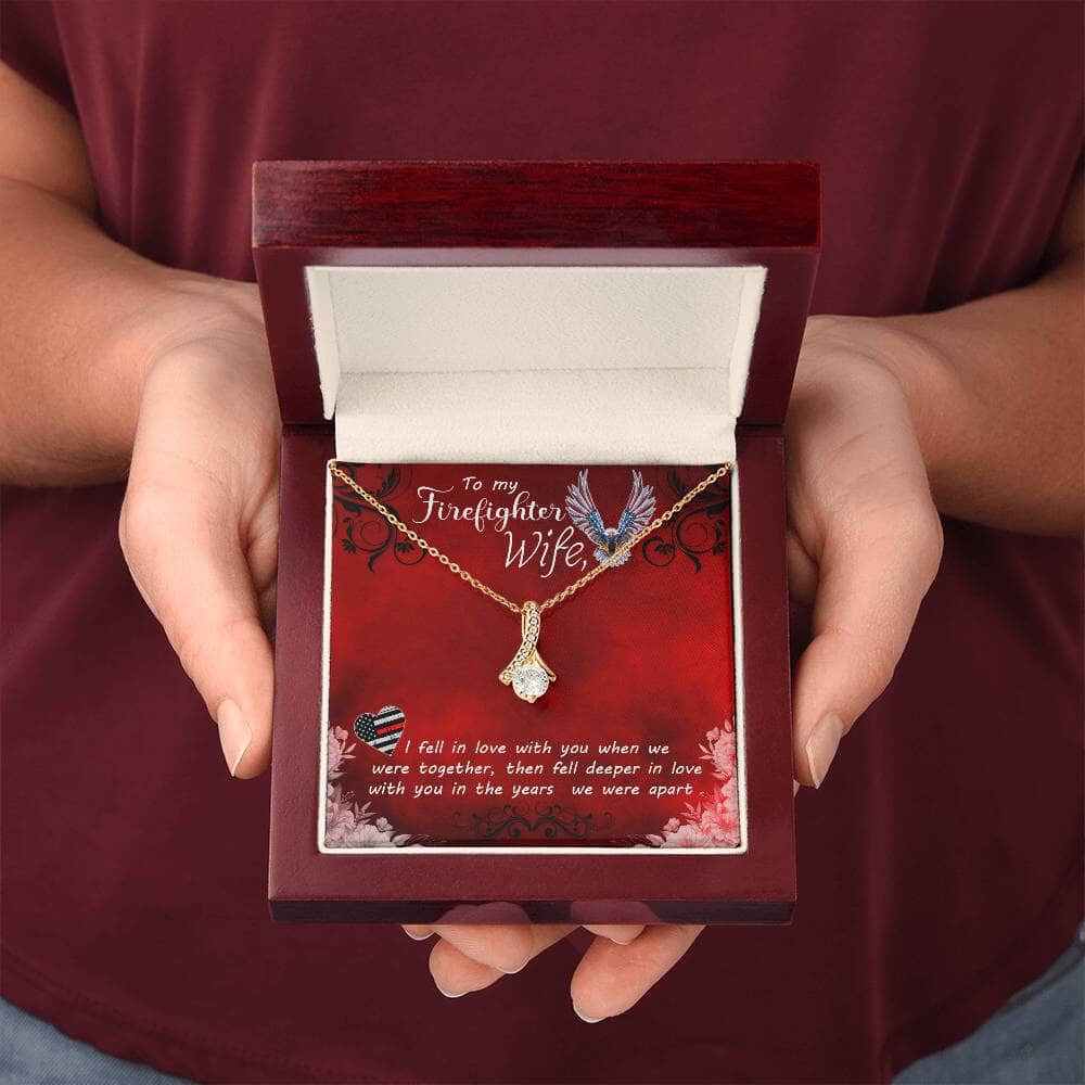 Embrace of Valor: The Alluring Beauty Necklace for the Firefighter's Wife Jewelry/AlluringBeauty ShineOn Fulfillment 18K Yellow Gold Finish Luxury Box 