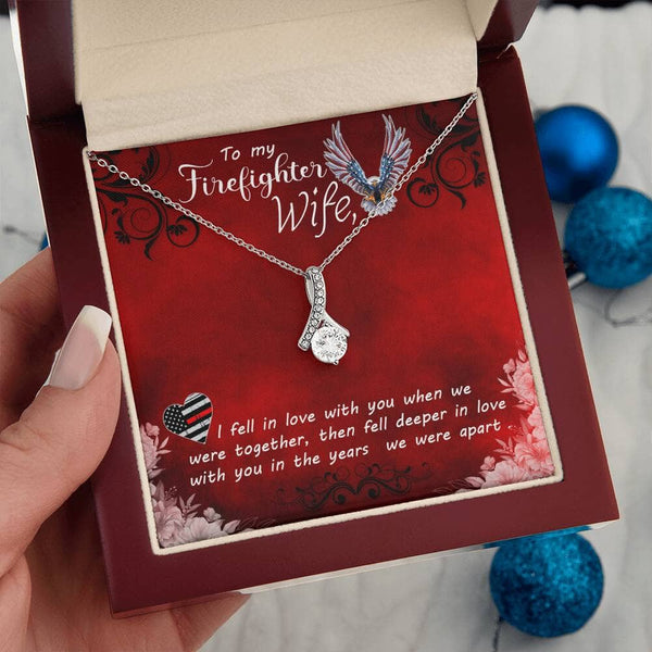 Embrace of Valor: The Alluring Beauty Necklace for the Firefighter's Wife Jewelry/AlluringBeauty ShineOn Fulfillment White Gold Finish Luxury Box 