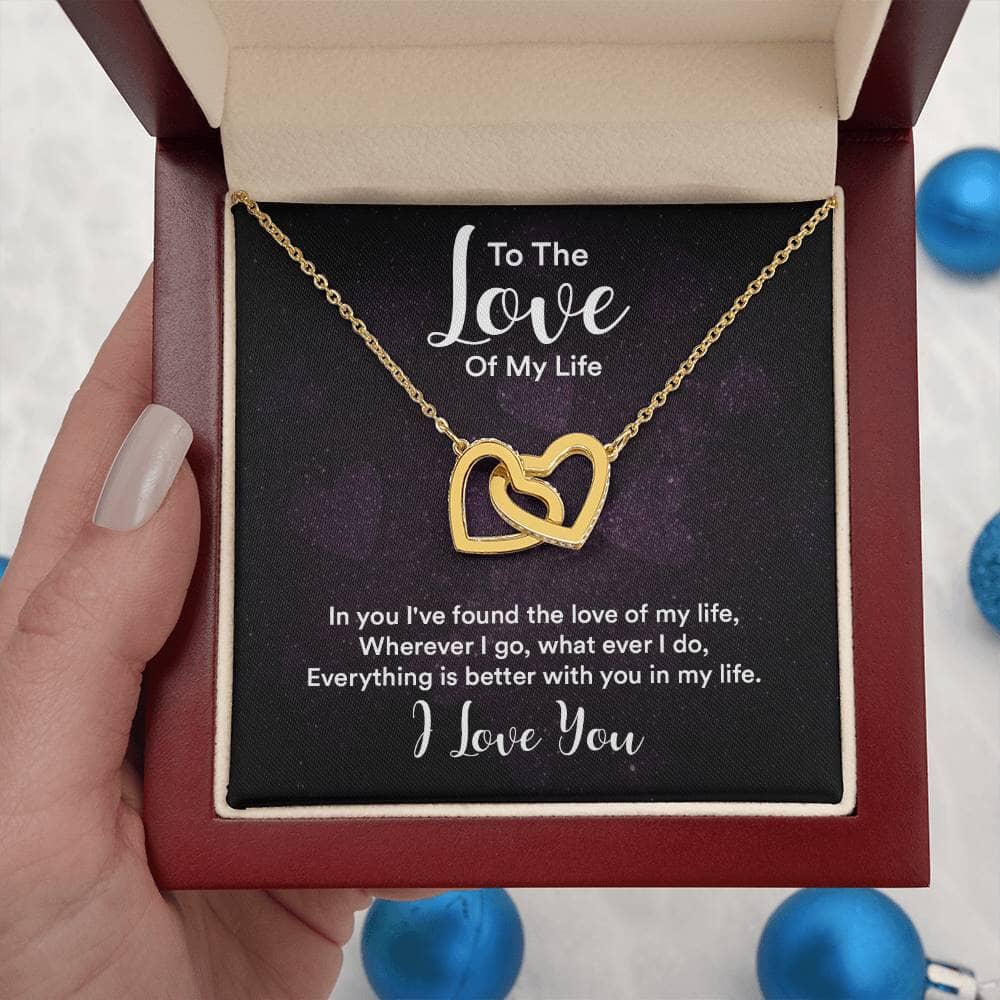 Enchanted Hearts Necklace: A Symbol of Eternal Love and Elegance Jewelry/InterlockingHearts ShineOn Fulfillment 18K Yellow Gold Finish Luxury Box 