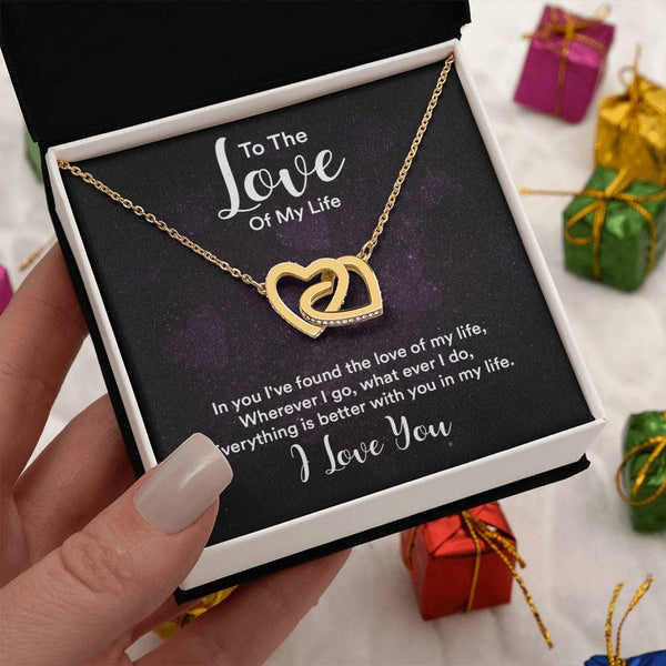 Enchanted Hearts Necklace: A Symbol of Eternal Love and Elegance Jewelry/InterlockingHearts ShineOn Fulfillment 18K Yellow Gold Finish Standard Box 