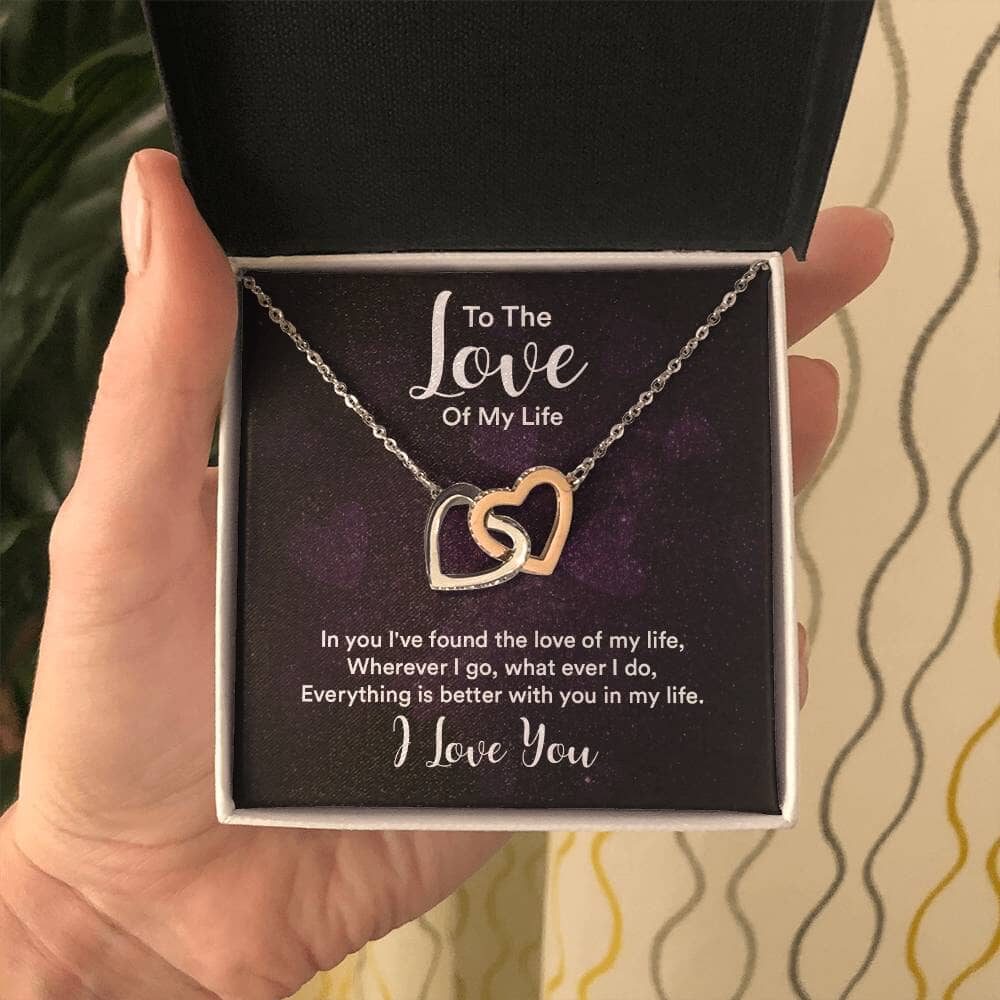 Enchanted Hearts Necklace: A Symbol of Eternal Love and Elegance Jewelry/InterlockingHearts ShineOn Fulfillment Polished Stainless Steel & Rose Gold Finish Standard Box 