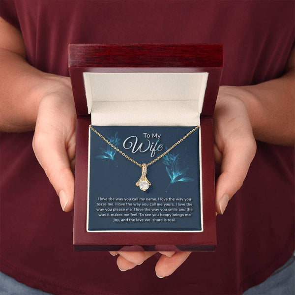 Enchanted Love Ribbon Necklace - A Dazzling Symbol of Everlasting Affection Jewelry/AlluringBeauty ShineOn Fulfillment 18K Yellow Gold Finish Luxury Box 