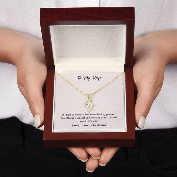 Enchanted Love Ribbon Necklace: A Timeless Token of Unending Affection Jewelry/AlluringBeauty ShineOn Fulfillment 18K Yellow Gold Finish Luxury Box 