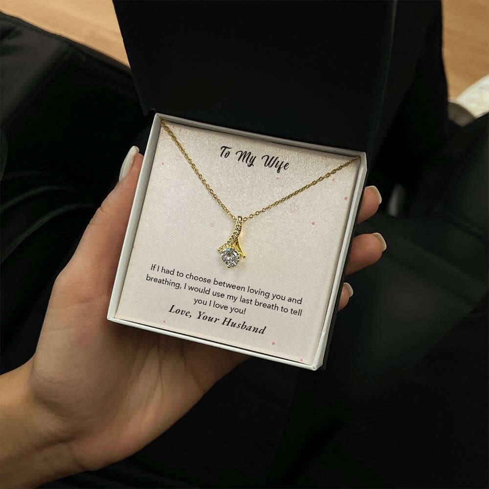 Enchanted Love Ribbon Necklace: A Timeless Token of Unending Affection Jewelry/AlluringBeauty ShineOn Fulfillment 18K Yellow Gold Finish Standard Box 