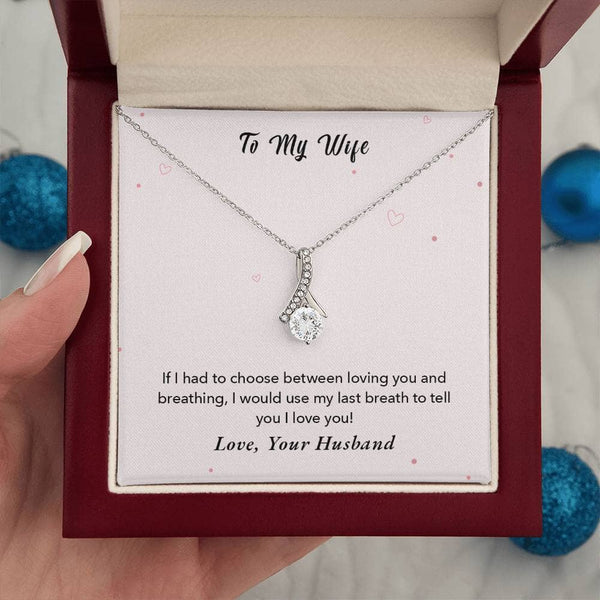 Enchanted Love Ribbon Necklace: A Timeless Token of Unending Affection Jewelry/AlluringBeauty ShineOn Fulfillment White Gold Finish Luxury Box 