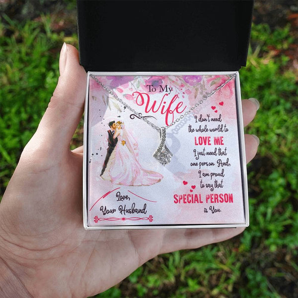 Enchanted Love Ribbon Necklace: A Timeless Token of Your Eternal Devotion Jewelry/AlluringBeauty ShineOn Fulfillment White Gold Finish Standard Box 