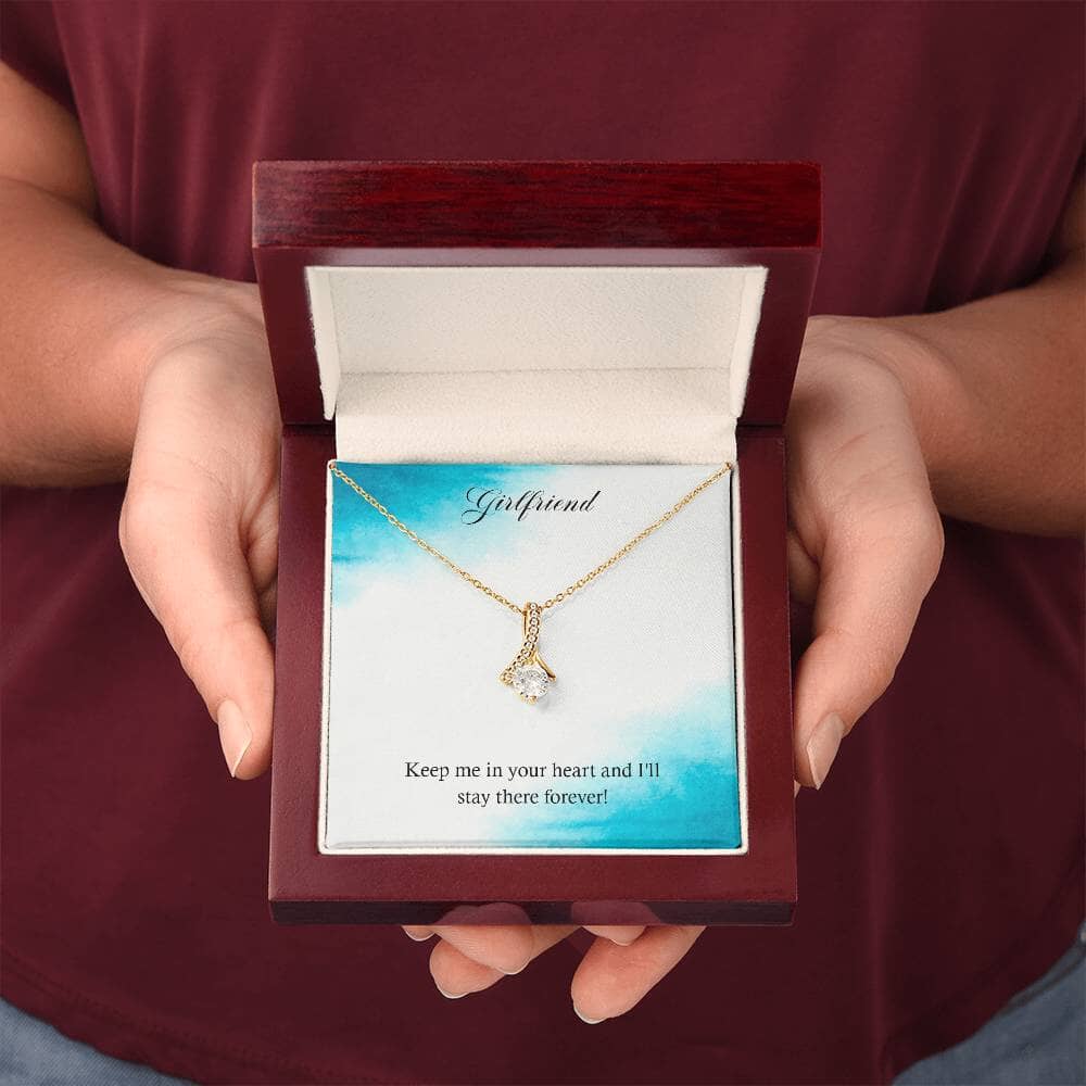 Enchanted Love Ribbon Necklace: Forever In Your Heart Jewelry/AlluringBeauty ShineOn Fulfillment 18K Yellow Gold Finish Luxury Box 