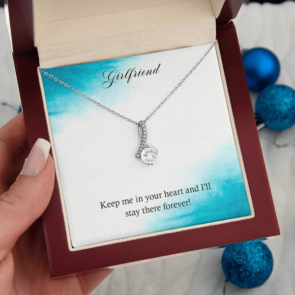 Enchanted Love Ribbon Necklace: Forever In Your Heart Jewelry/AlluringBeauty ShineOn Fulfillment White Gold Finish Luxury Box 