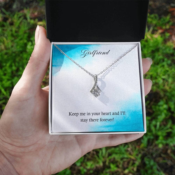 Enchanted Love Ribbon Necklace: Forever In Your Heart Jewelry/AlluringBeauty ShineOn Fulfillment White Gold Finish Standard Box 