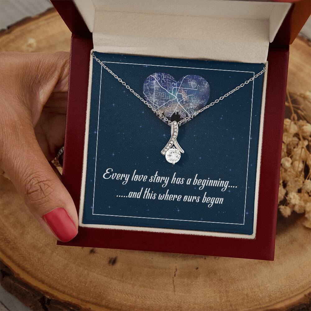 Enchanted Love Story Necklace: Begin Your Tale of Timeless Romance Jewelry/AlluringBeauty ShineOn Fulfillment White Gold Finish Luxury Box 