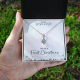 Enchanted Love: The First Christmas Ribbon Pendant Necklace for Your Beloved Wife Jewelry/AlluringBeauty ShineOn Fulfillment White Gold Finish Standard Box 