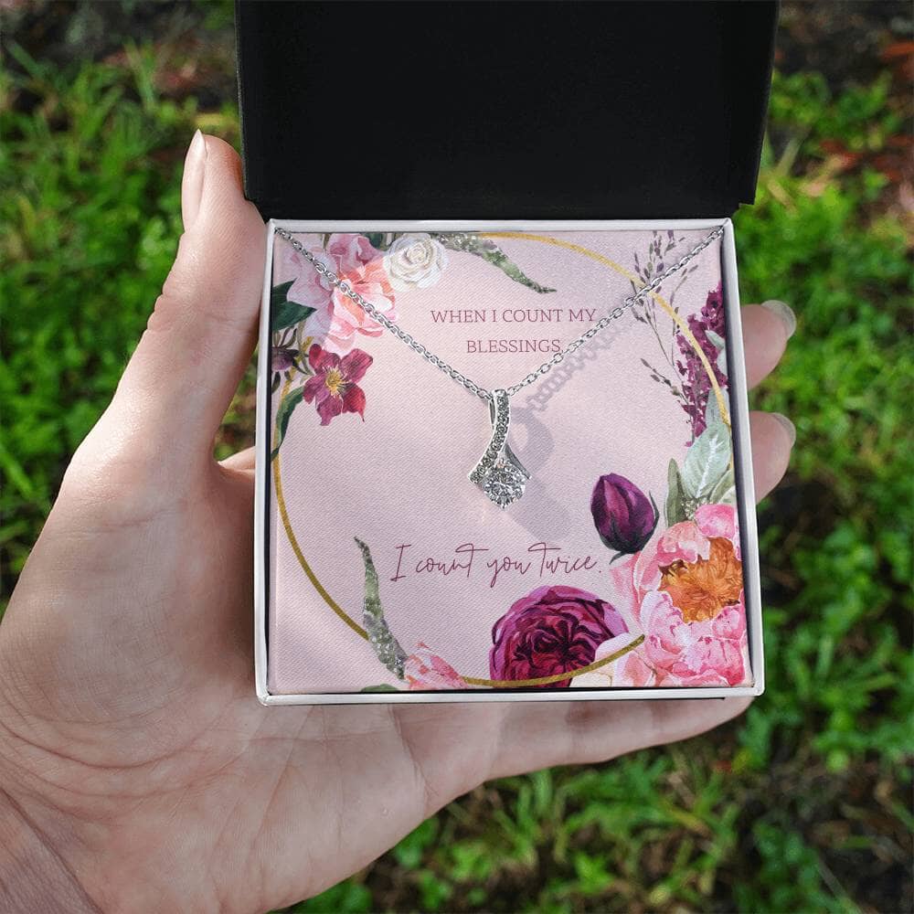 Enchanting Allure: The Necklace That Speaks of Twice the Love Jewelry/AlluringBeauty ShineOn Fulfillment White Gold Finish Standard Box 