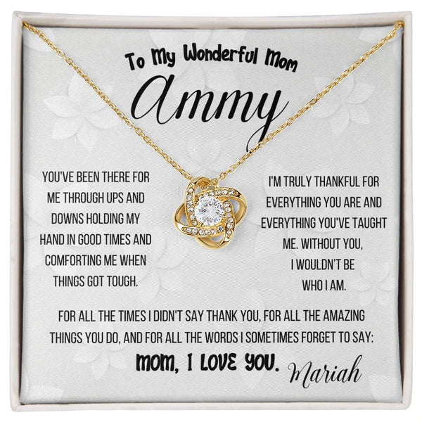 Endless Embrace Love Knot Necklace – A Personalized Tribute to Mom Jewelry/LoveKnot ShineOn Fulfillment 18K Yellow Gold Finish Standard Box 