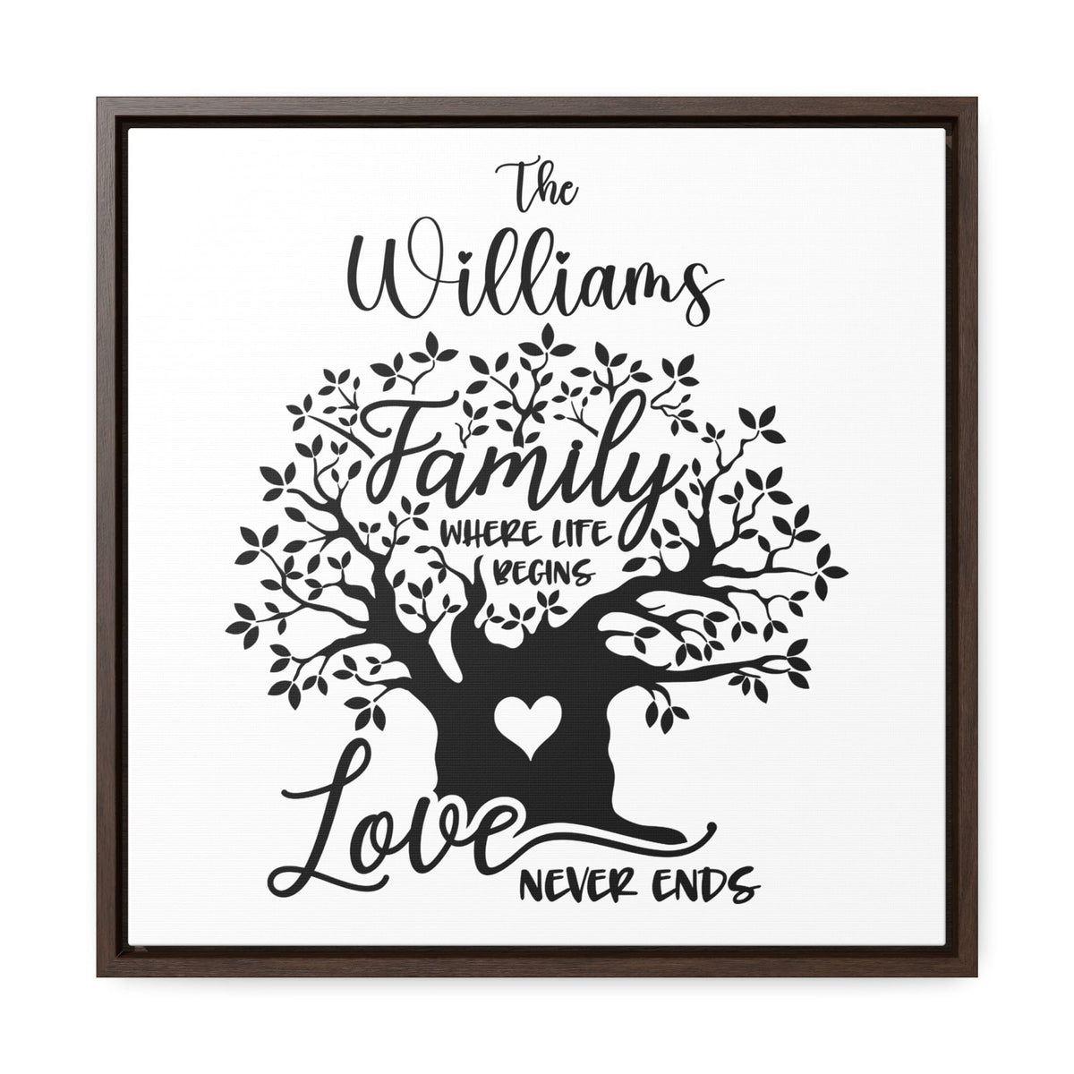 Endless Love Framed Canvas - Personalized Family Name Art Canvas printify 12″ x 12″ 1.25" Walnut