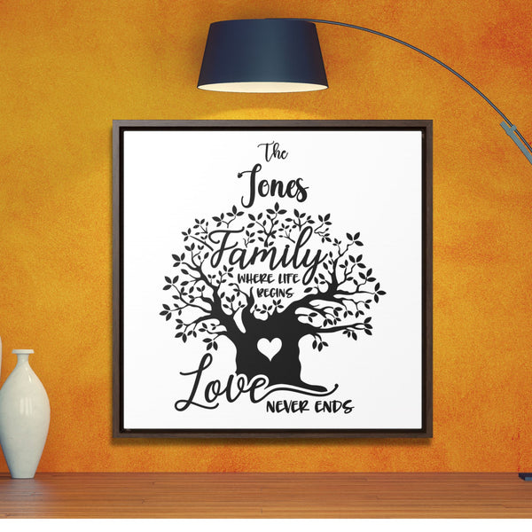 Endless Love Framed Canvas - Personalized Family Name Art Canvas printify 