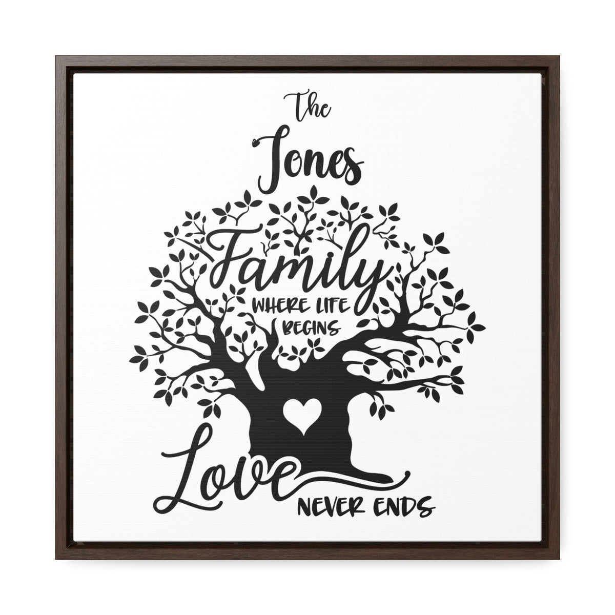 Endless Love Framed Canvas - Personalized Family Name Art Canvas printify 