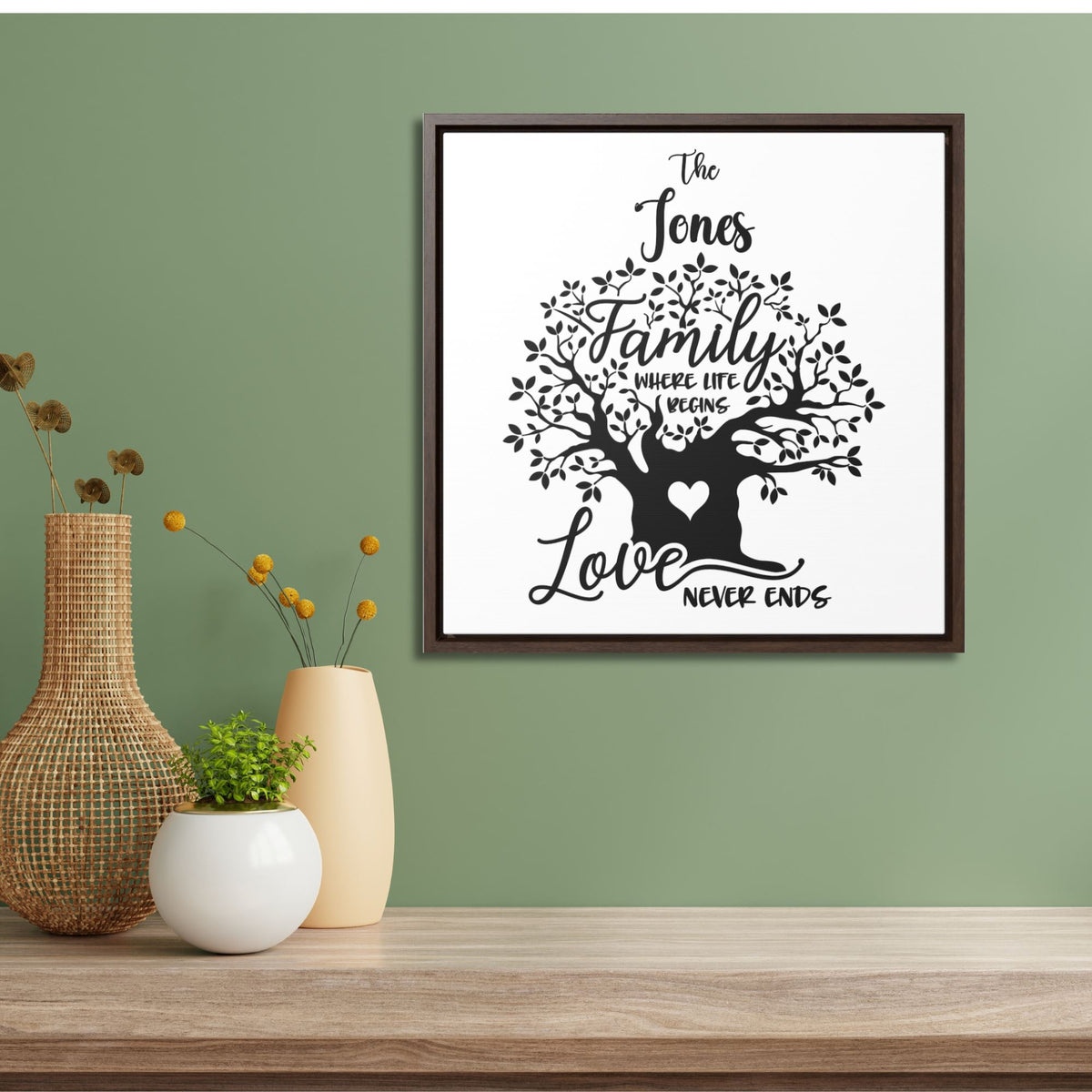 Endless Love Framed Canvas - Personalized Family Name Art Canvas printify 