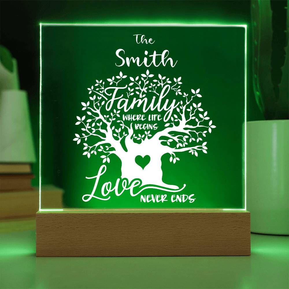 Endless Love & Life Acrylic Plaque - A Family Keepsake Acrylic/Square ShineOn Fulfillment Battery Powered LED Base 