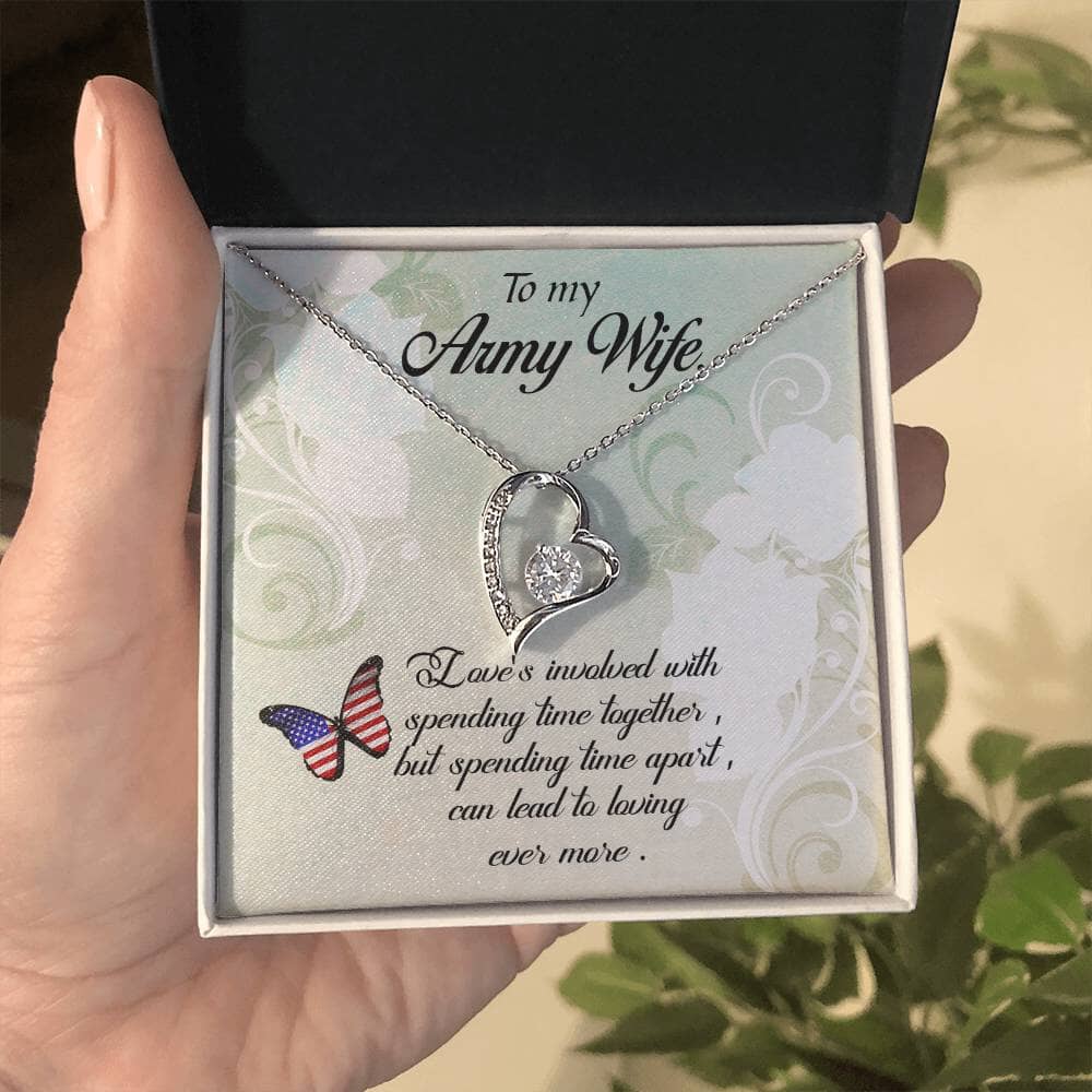 Enduring Embrace: The Forever Love Necklace for the Resilient Army Wife Jewelry/ForeverLove ShineOn Fulfillment 14k White Gold Finish Standard Box 