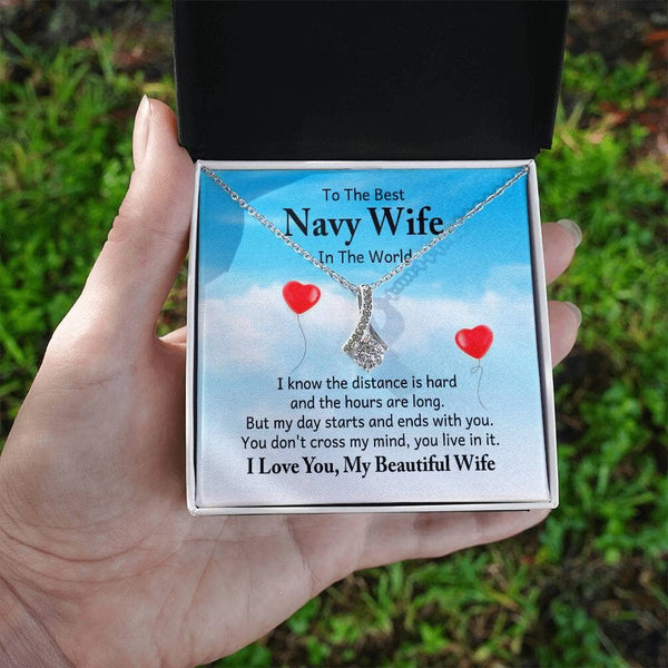 Enduring Love: The Alluring Beauty Necklace for the Navy Wife - A Symbol of Unbreakable Bonds Jewelry/AlluringBeauty ShineOn Fulfillment White Gold Finish Standard Box 