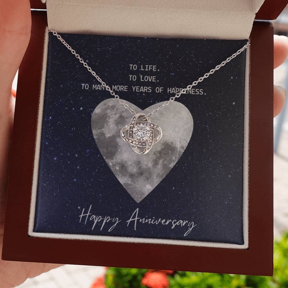 Entwined Hearts Necklace: A Symbol of Eternal Love and Joyful Anniversaries Jewelry/LoveKnot ShineOn Fulfillment 14K White Gold Finish Luxury Box 