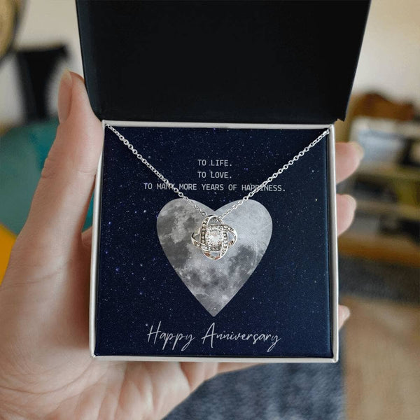 Entwined Hearts Necklace: A Symbol of Eternal Love and Joyful Anniversaries Jewelry/LoveKnot ShineOn Fulfillment 14K White Gold Finish Standard Box 