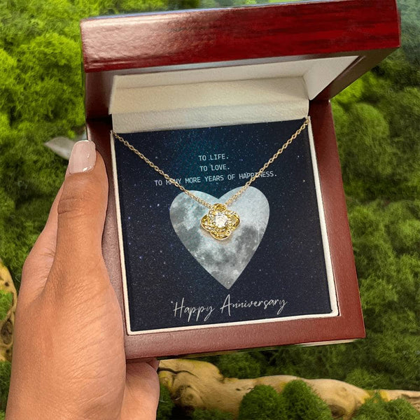 Entwined Hearts Necklace: A Symbol of Eternal Love and Joyful Anniversaries Jewelry/LoveKnot ShineOn Fulfillment 18K Yellow Gold Finish Luxury Box 