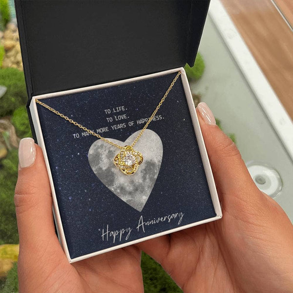 Entwined Hearts Necklace: A Symbol of Eternal Love and Joyful Anniversaries Jewelry/LoveKnot ShineOn Fulfillment 18K Yellow Gold Finish Standard Box 