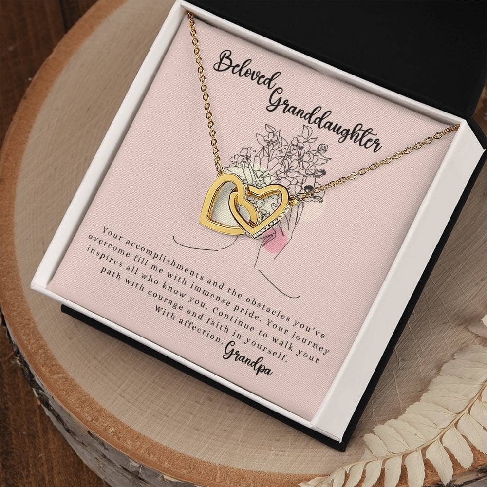 Eternal Bond: Granddaughter's Interlocking Hearts Necklace with Sentimental Message Jewelry/InterlockingHearts ShineOn Fulfillment 