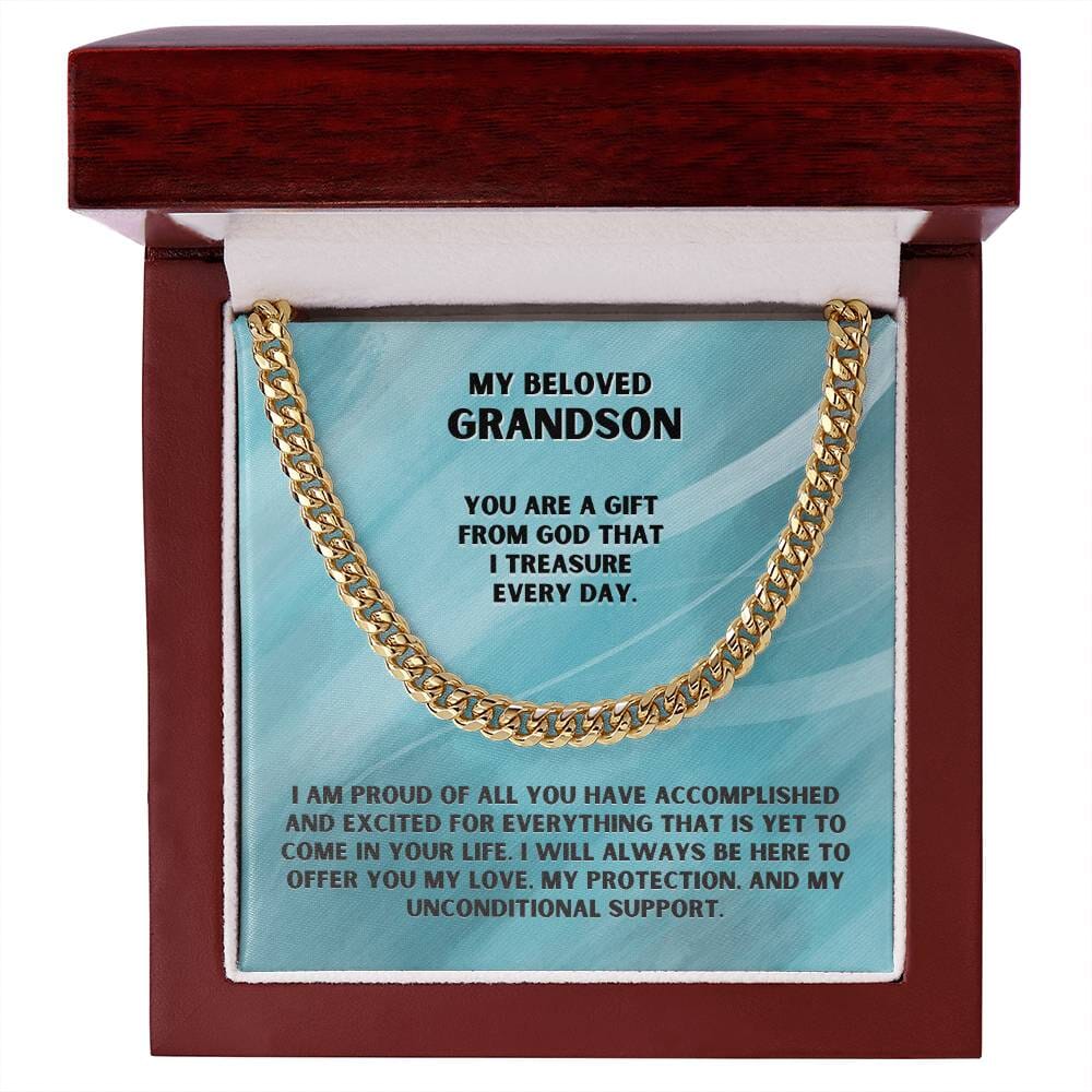 Eternal Bond: Grandparent's Love Cuban Link Chain Necklace with Heartfelt Message Jewelry/Cubanlink ShineOn Fulfillment 