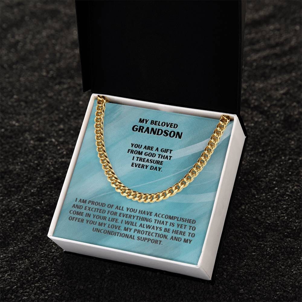 Eternal Bond: Grandparent's Love Cuban Link Chain Necklace with Heartfelt Message Jewelry/Cubanlink ShineOn Fulfillment 