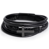 Eternal Bond: Grandson's Leather Cross Bracelet with Personalized Message of Love Jewelry/CrossLeatherBracelet ShineOn Fulfillment 