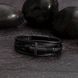 Eternal Bond: Grandson's Leather Cross Bracelet with Personalized Message of Love Jewelry/CrossLeatherBracelet ShineOn Fulfillment 