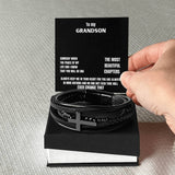 Eternal Bond: Grandson's Legacy Cross Bracelet - A Symbol of Timeless Love Jewelry/CrossLeatherBracelet ShineOn Fulfillment Standard Box 