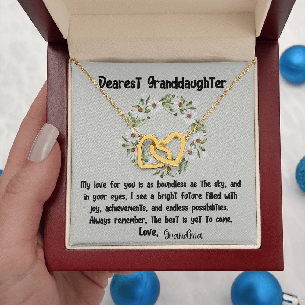 Eternal Bond Interlocking Hearts Necklace: A Grandparent's Endless Love Jewelry/InterlockingHearts ShineOn Fulfillment 18K Yellow Gold Finish Luxury Box 