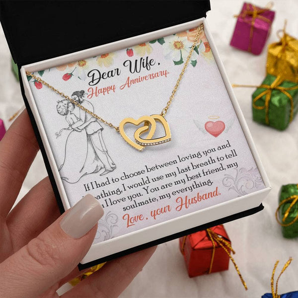 Eternal Bond Interlocking Hearts Necklace - A Timeless Symbol of Love and Devotion Jewelry/InterlockingHearts ShineOn Fulfillment 18K Yellow Gold Finish Standard Box 