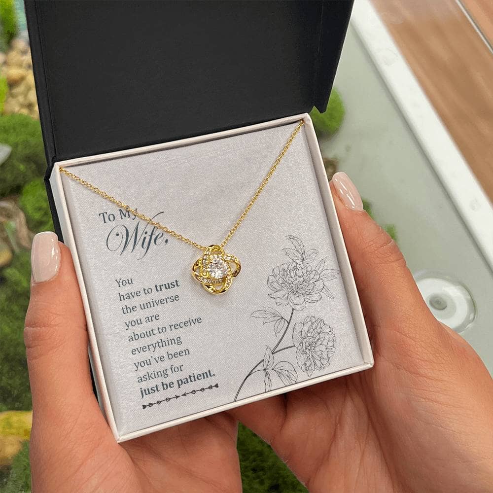 Eternal Bond Love Knot Necklace: A Cosmic Promise of Everlasting Love Jewelry/LoveKnot ShineOn Fulfillment 18K Yellow Gold Finish Standard Box 